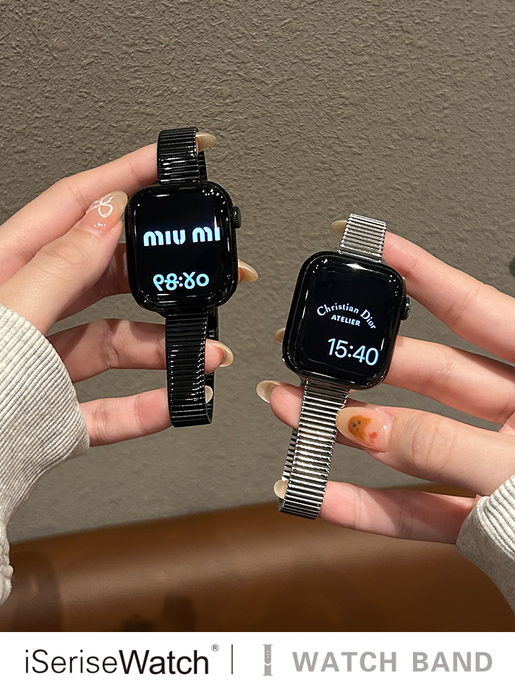 アップルウォッチバンド メタリックストレッチベルト