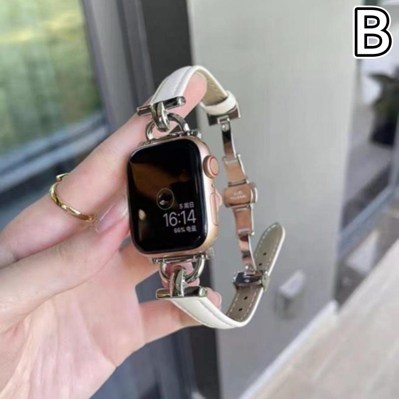 アップルウォッチバンド 上質レザー チェーンデザイン 腕時計ベルト