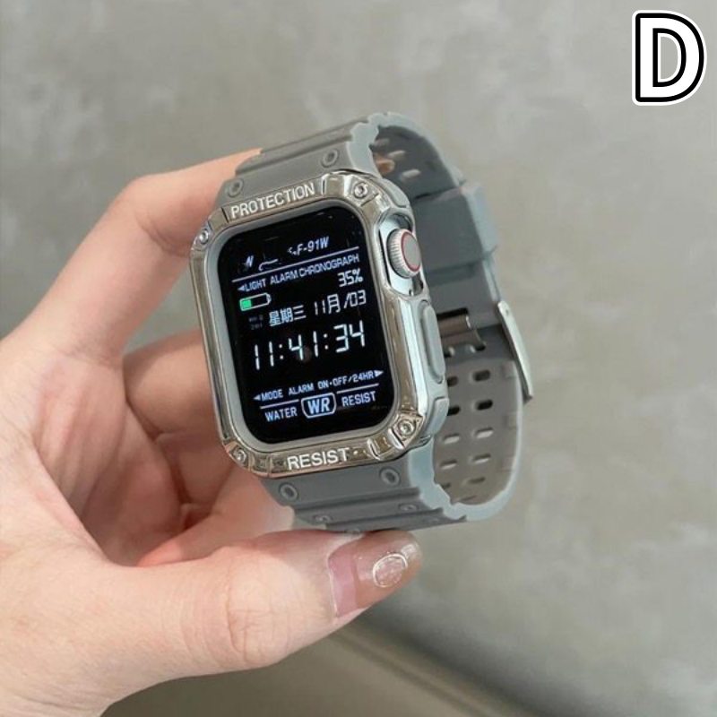 アップルウォッチバンド スポーツ向け 透明保護ケース付き 腕時計ベルト