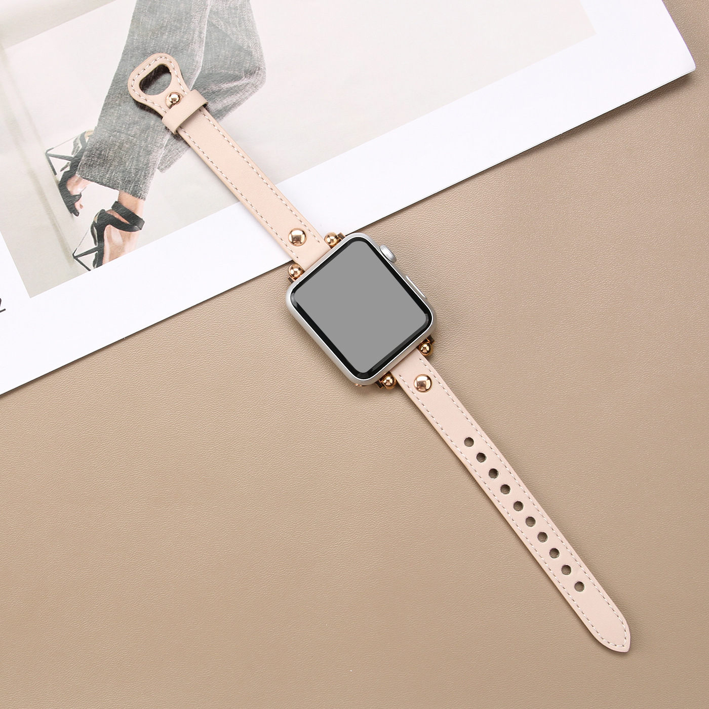 アップルウォッチバンド 本革スリム円環金具付き時計替えベルト
