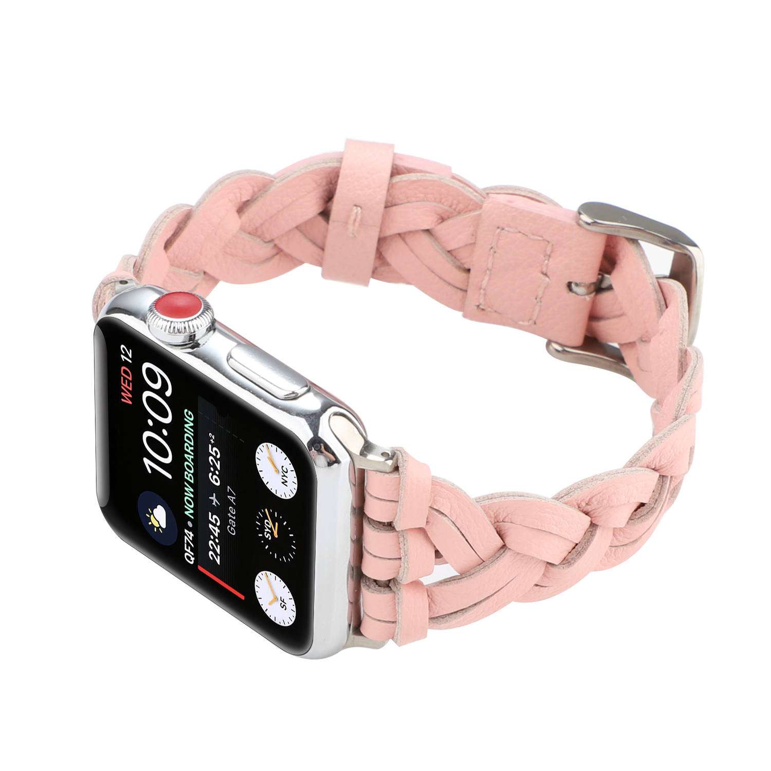 アップルウォッチバンド 編み込み革製スマートウォッチバンド