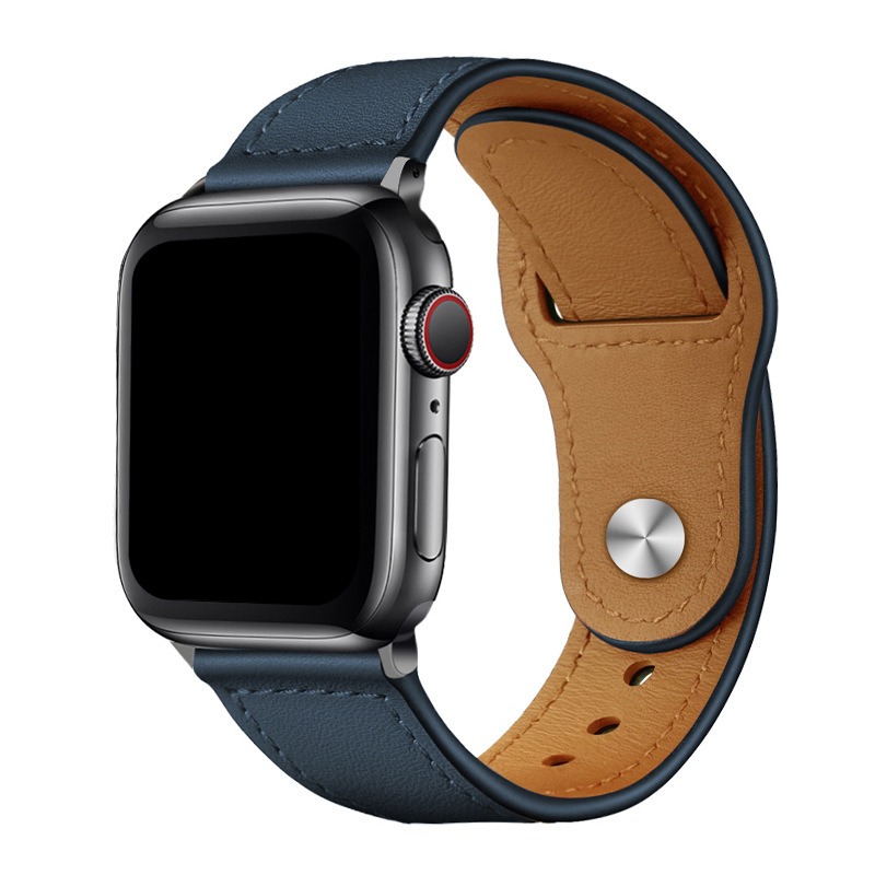 アップルウォッチバンド 本革一体型ボタン式時計替えバンド