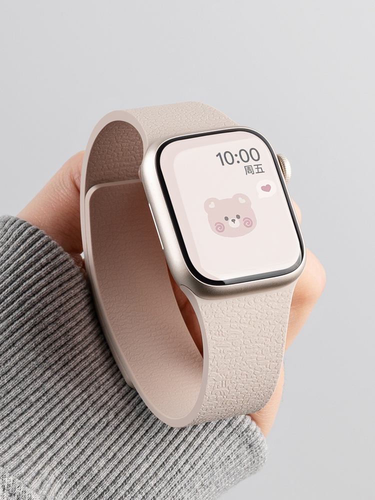 アップルウォッチバンド シンプル一体型レザーバンド