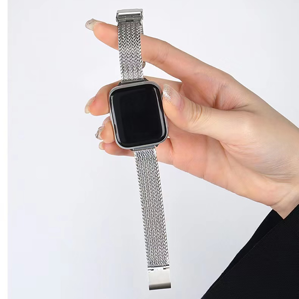 アップルウォッチバンド 細身メッシュ編みステンレスバンド