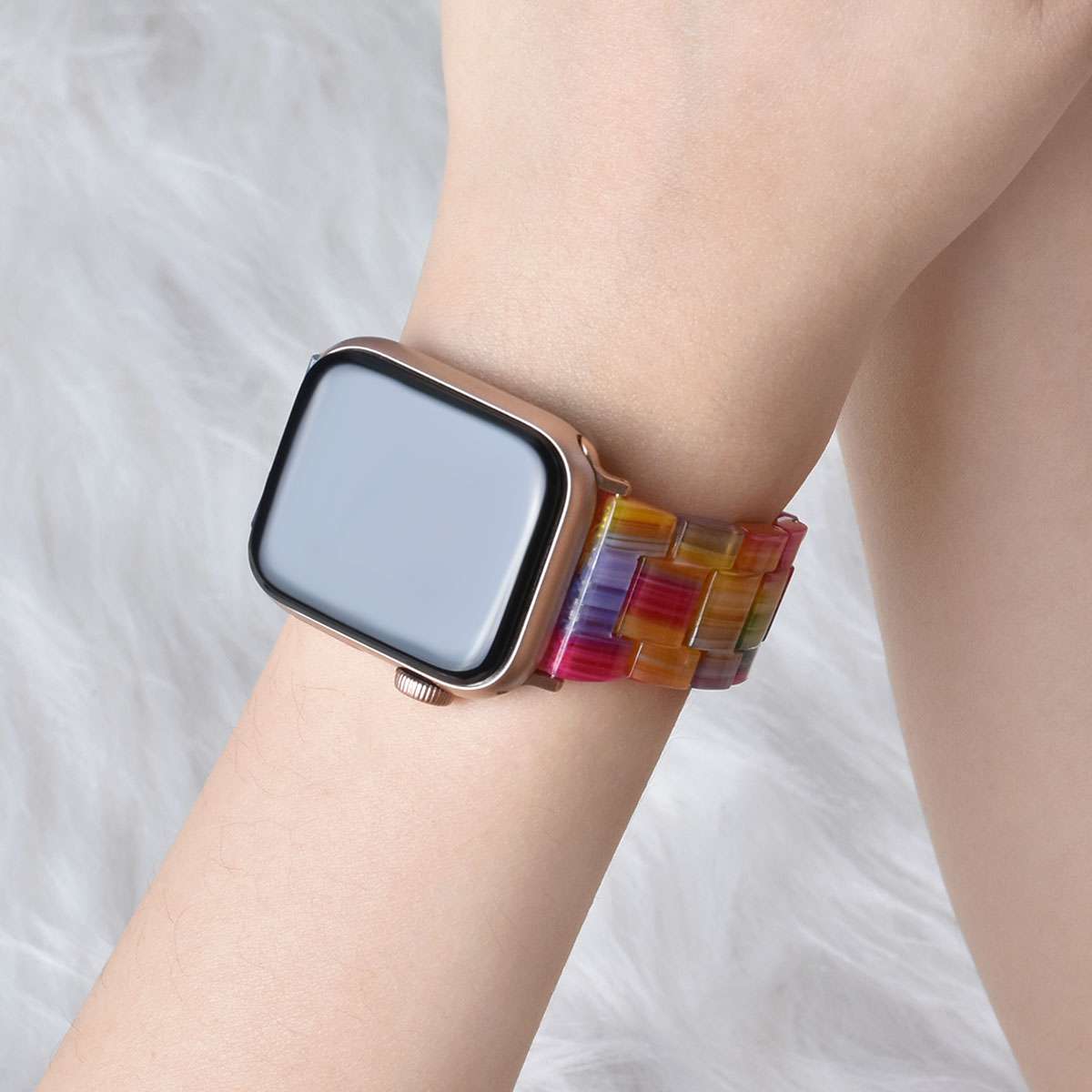 アップルウォッチバンド クリア&マルチカラーアクリル腕時計バンド