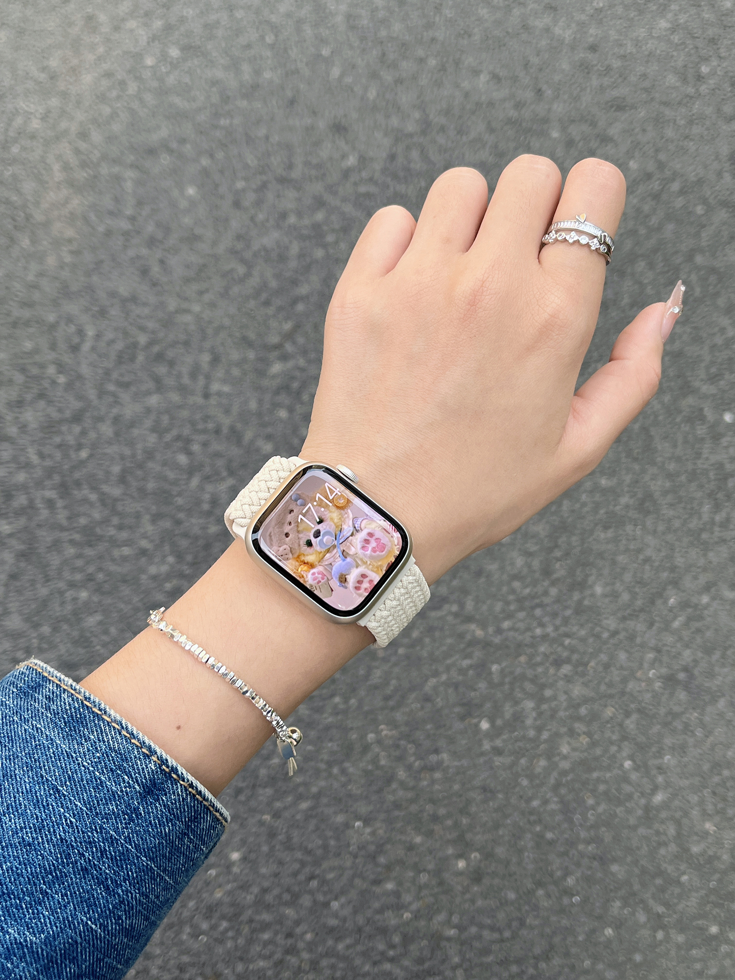 アップルウォッチバンド 伸縮編み込みレザーバンド