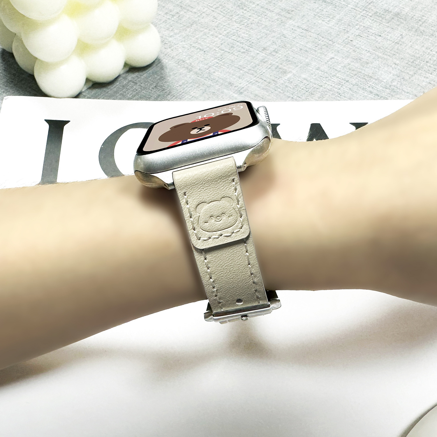 アップルウォッチバンド 小熊刻印入り本革細身バンド