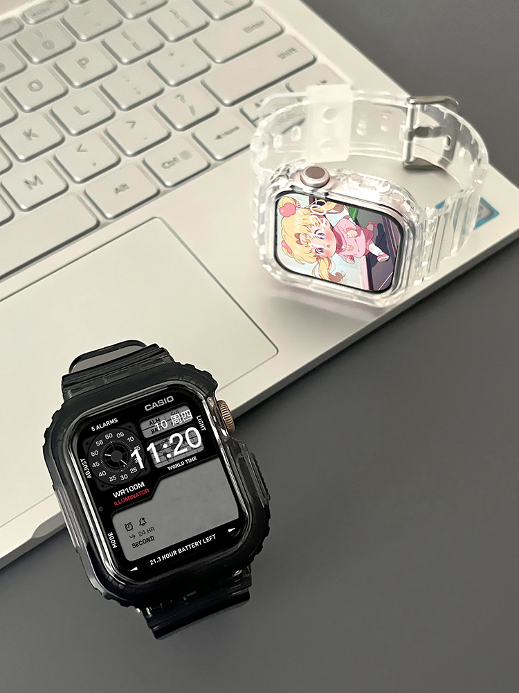 アップルウォッチバンド 透明感あふれる一体型バンド