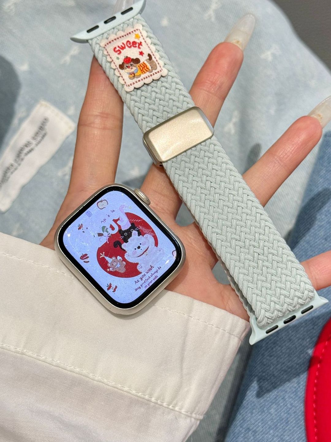アップルウォッチバンド スイート刺繍ナイロンバンド