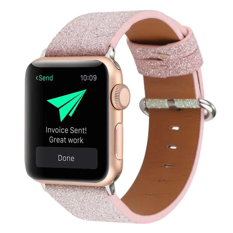 アップルウォッチバンド キラキラ輝くグリッター レザーバンド