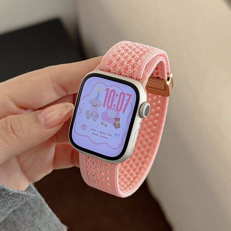 アップルウォッチバンド メッシュ編み込み伸縮ベルト