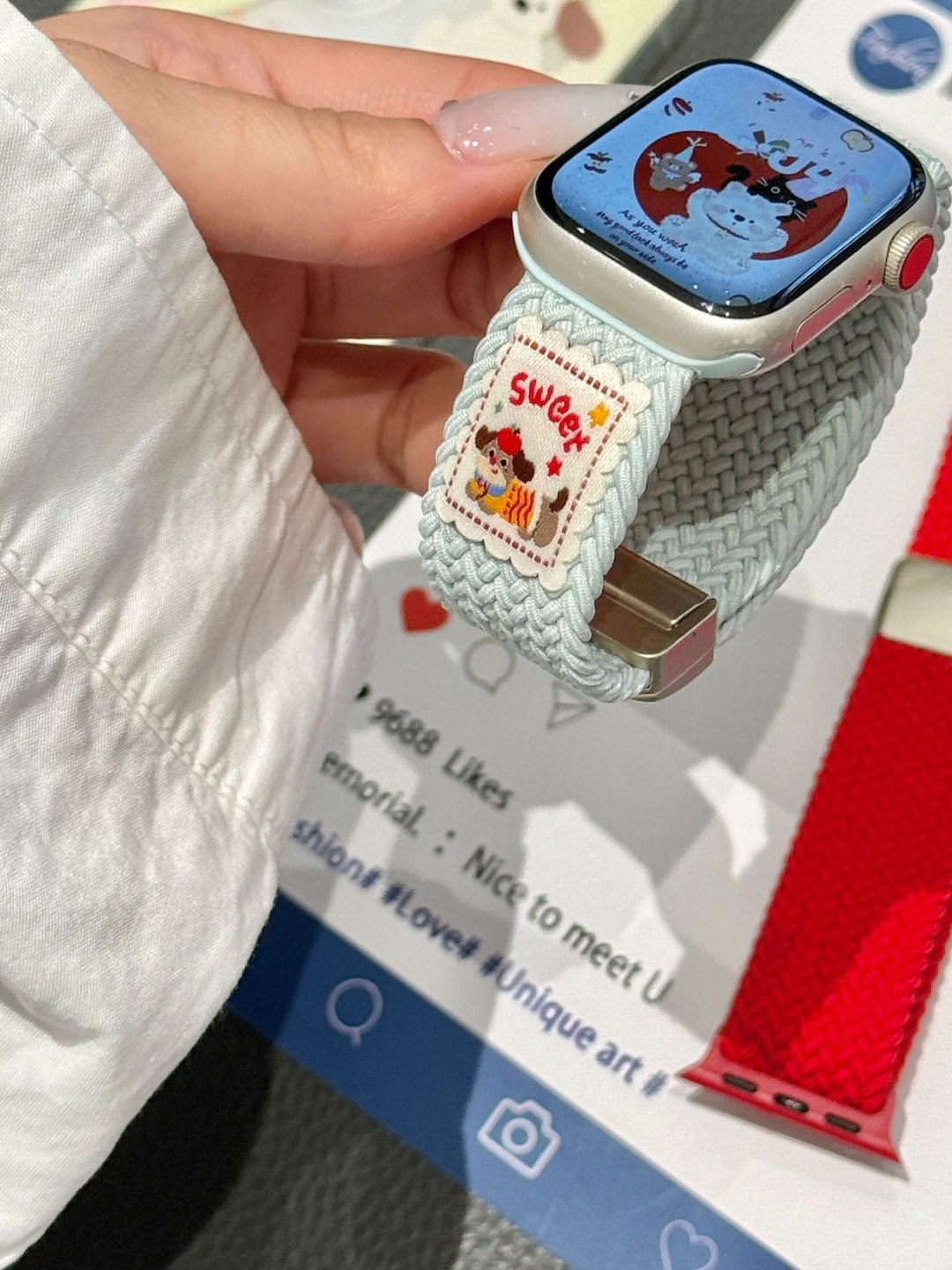 アップルウォッチバンド スイート刺繍ナイロンバンド