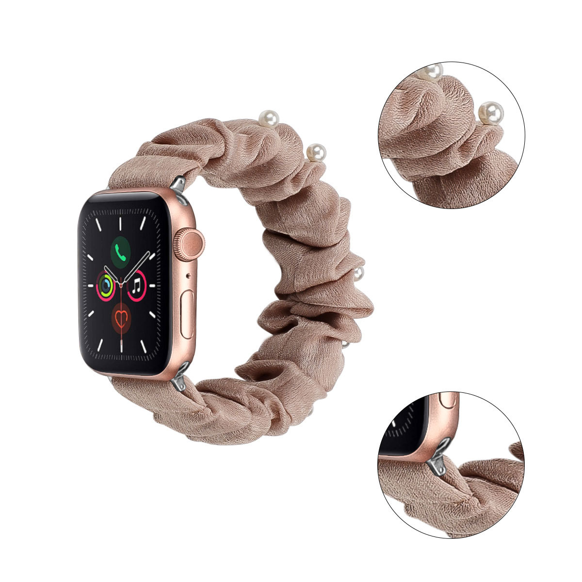 アップルウォッチバンド ポリエステルシュシュ型時計バンド花柄可愛い交換ベルト