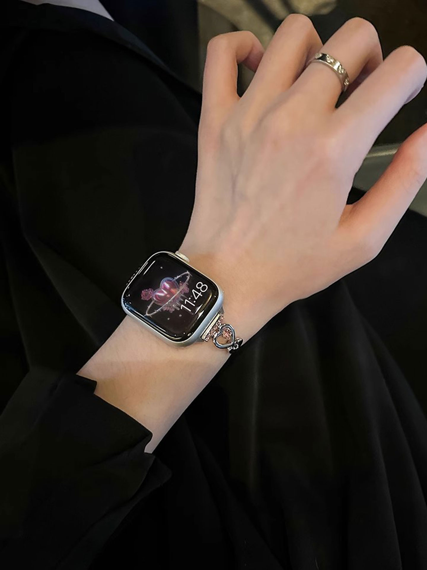 アップルウォッチバンド ハートリンク輝きブレスレット