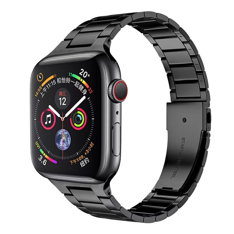 アップルウォッチバンド ステンレス 高級感溢れる三連リンクステンレス時計バンド