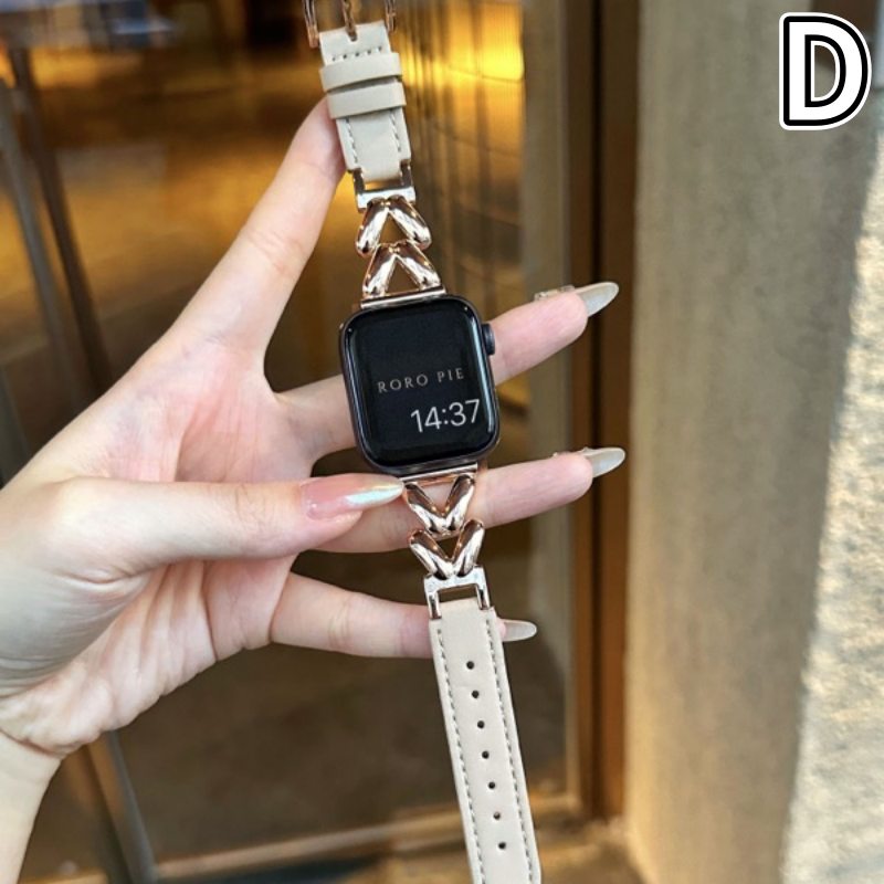 アップルウォッチバンド 高級レザー アップルウォッチ ストラップ メタリックチェーン