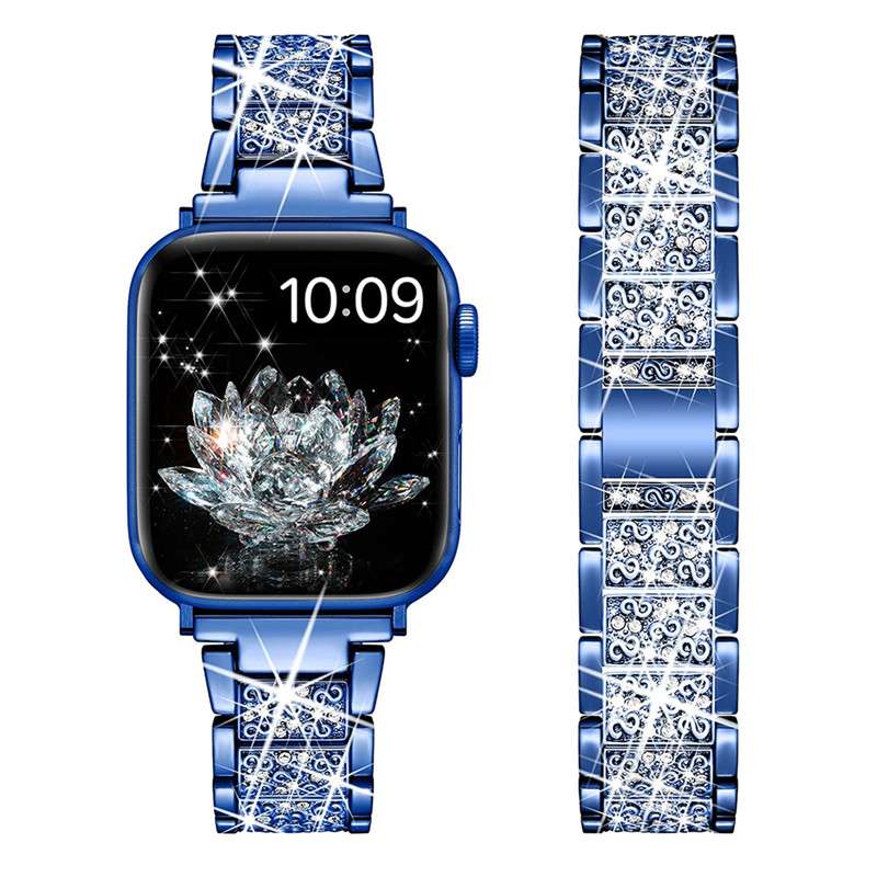 アップルウォッチバンド 輝くクリスタル装飾スマートウォッチバンド