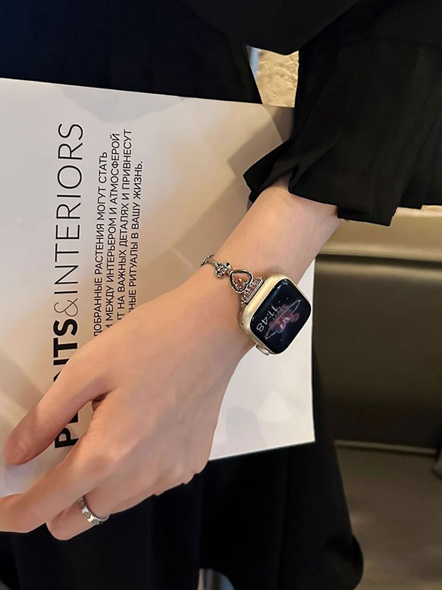 アップルウォッチバンド ハートリンク輝きブレスレット