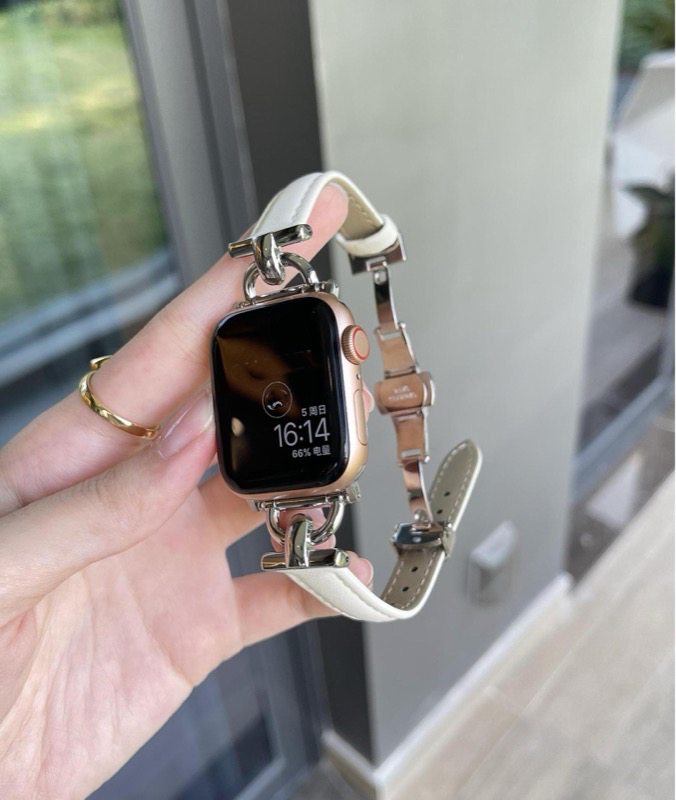 アップルウォッチバンド 上質レザー チェーンデザイン 腕時計ベルト