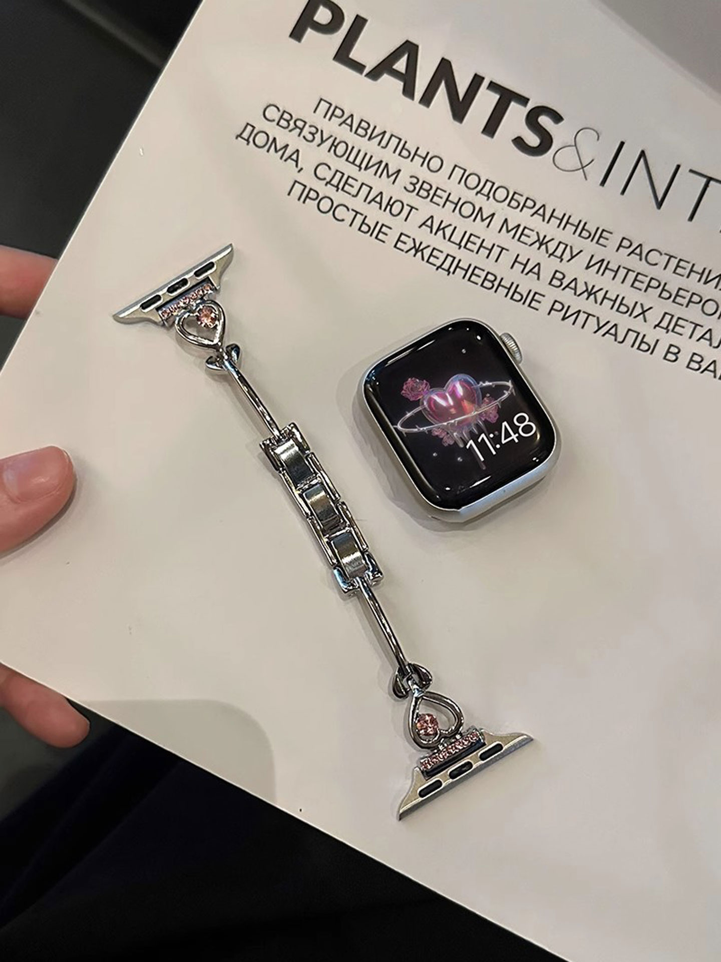 アップルウォッチバンド ハートリンク輝きブレスレット