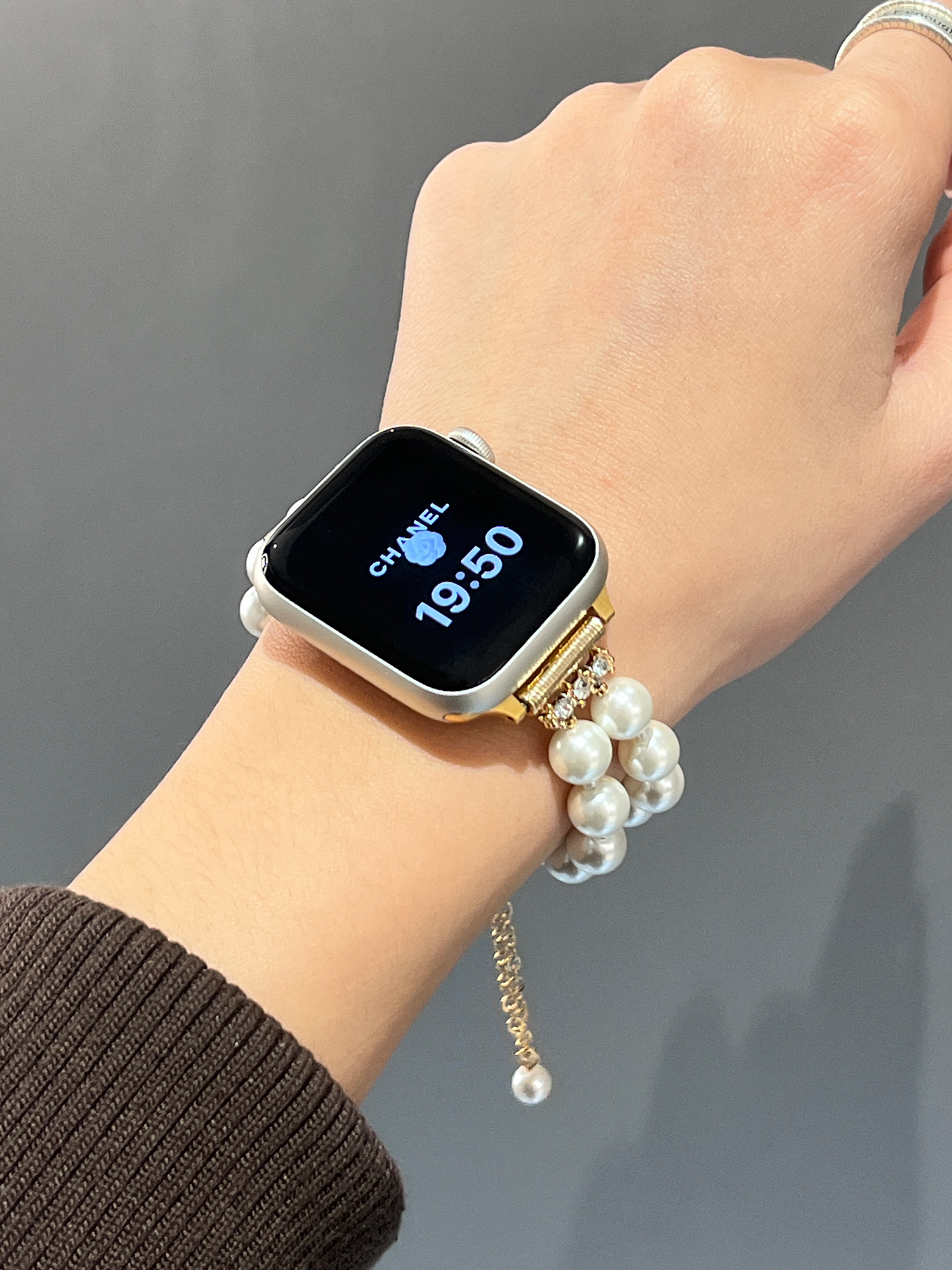 アップルウォッチバンド 上品な真珠飾りバンド