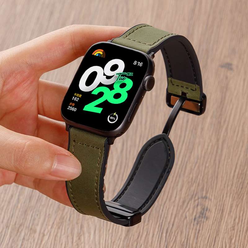 アップルウォッチバンド 本革ステッチ入りスマートウォッチバンド