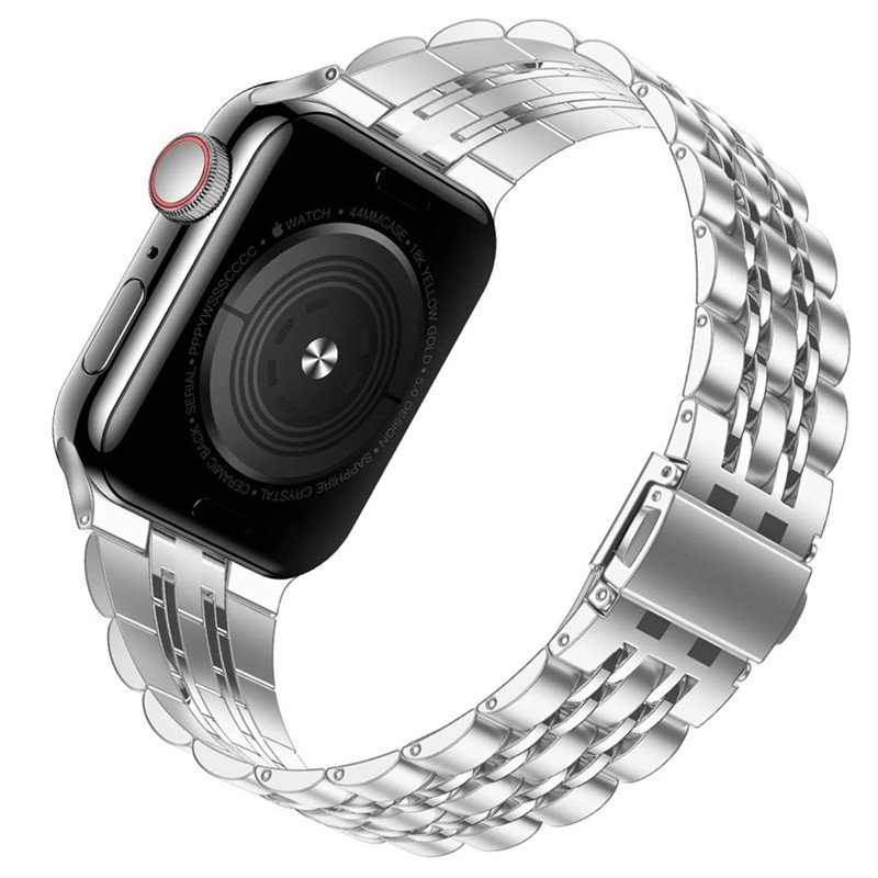 アップルウォッチバンド ステンレス 高級金属製七列鎖編み腕時計替えベルト