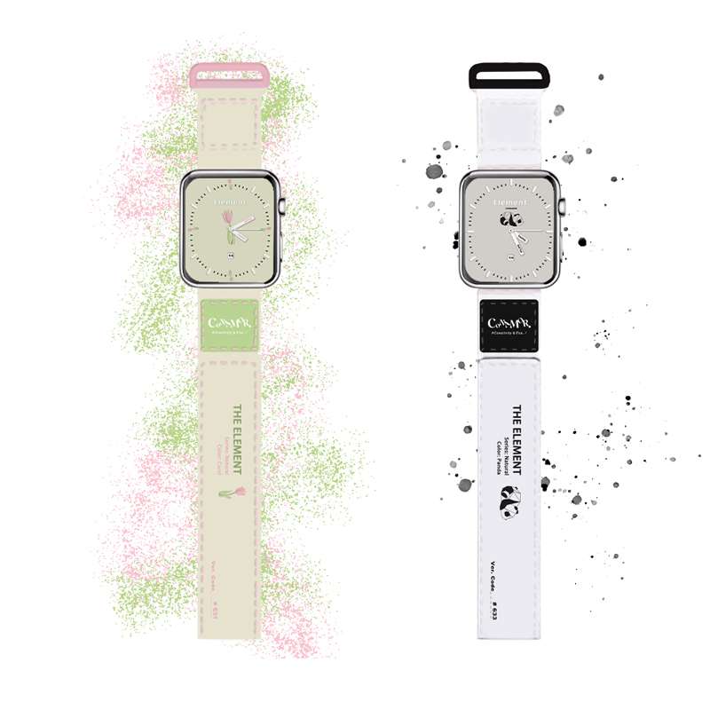 アップルウォッチバンド 花柄ステッチ入りレザー腕時計ベルト