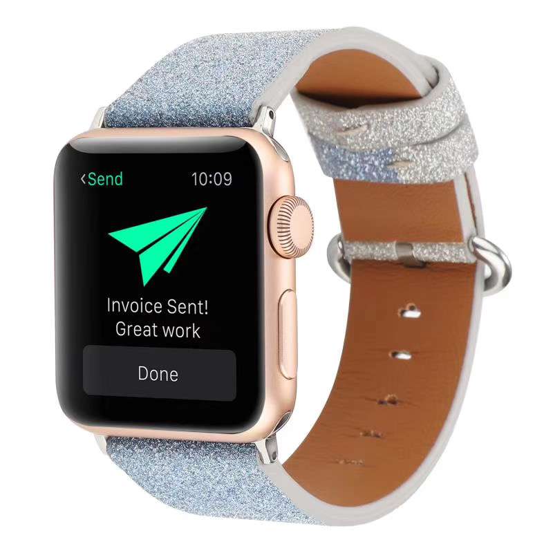 アップルウォッチバンド キラキラ輝くグリッター レザーバンド