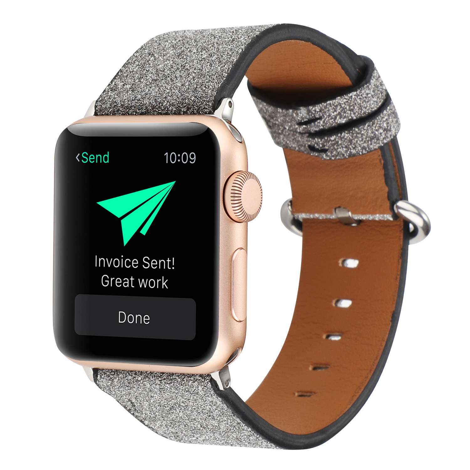 アップルウォッチバンド キラキラ輝くグリッター レザーバンド
