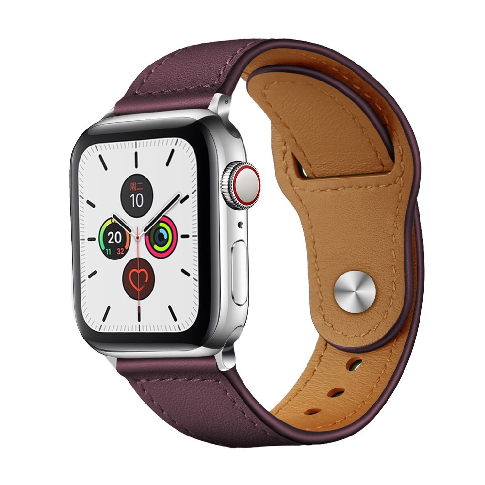 アップルウォッチバンド 本革一体型ボタン式時計替えバンド