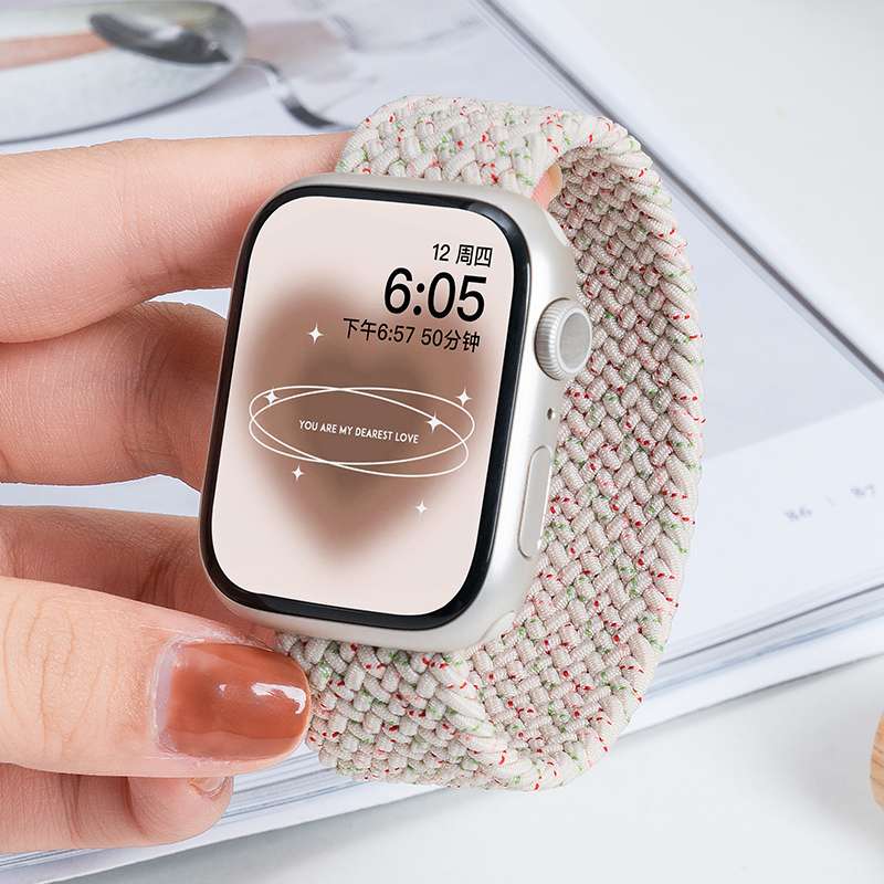 アップルウォッチバンド 編み込みストレッチ伸縮式スマートウォッチバンド