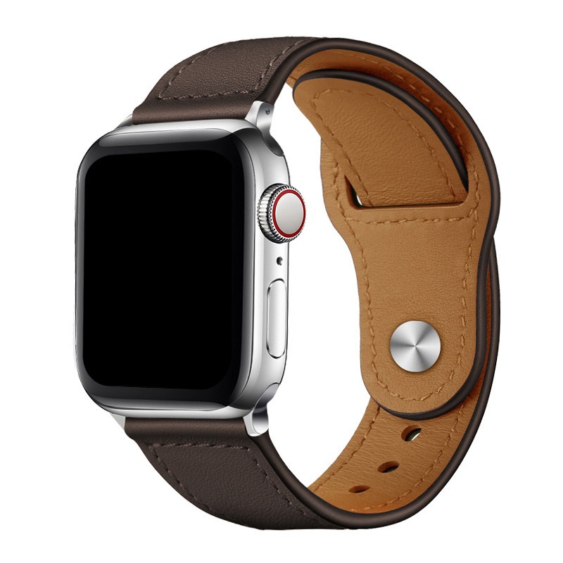 アップルウォッチバンド 本革一体型ボタン式時計替えバンド