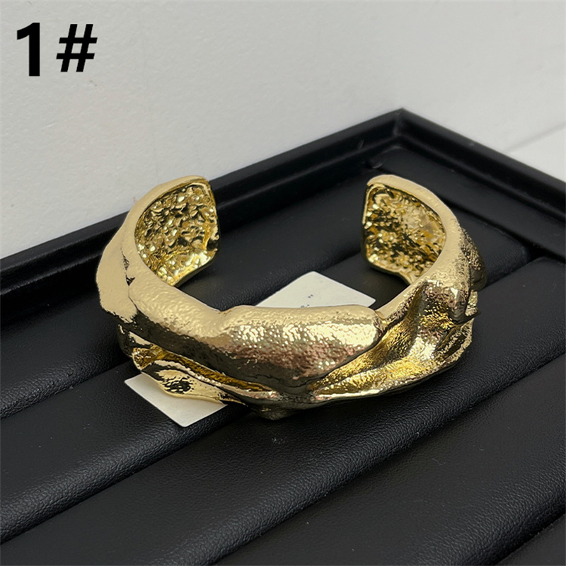 不規則デザイン個性的バングル上品な腕飾り調節可能 ゴールド