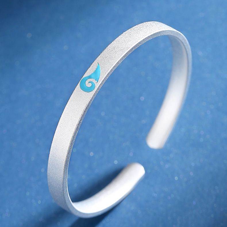 バングル 恋人同士の小波模様シルバー 腕輪