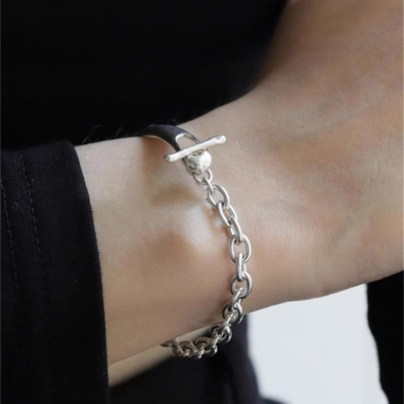 シルバーチェーン付きバングル レディース腕輪