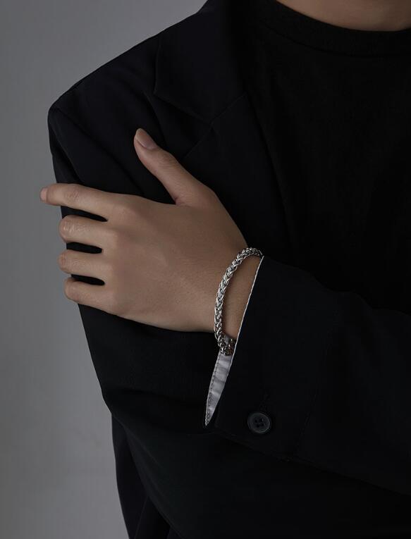 バングル シルバー編み込みチェーン ユニセックス ブレスレット