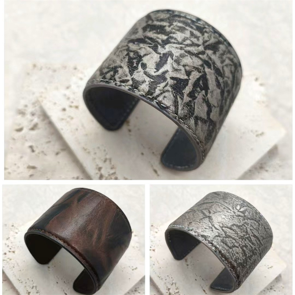 本革編み込み風バングル腕輪レディース