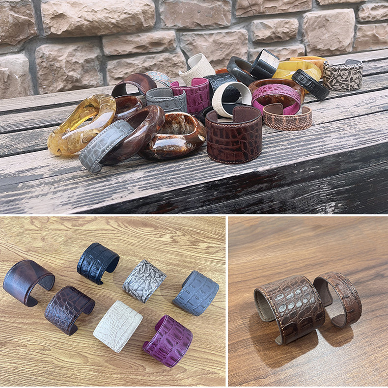 本革レザー開口バングル上品腕輪アクセサリー