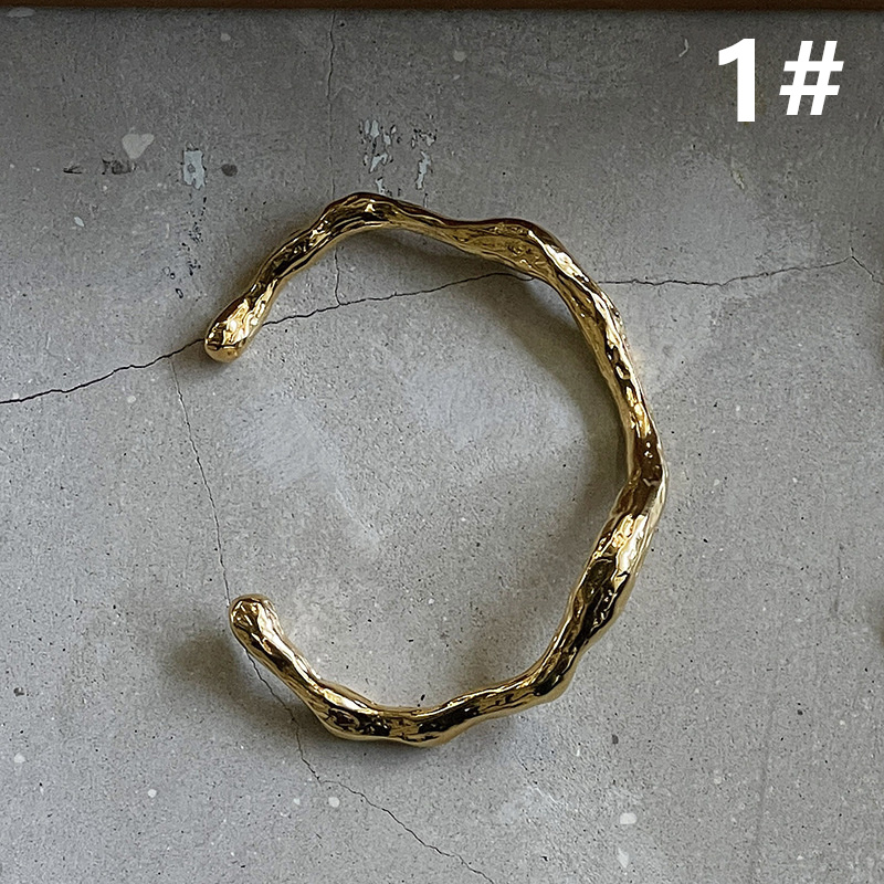 不規則デザイン調節可能バングル個性的高級感アクセサリー ゴールド