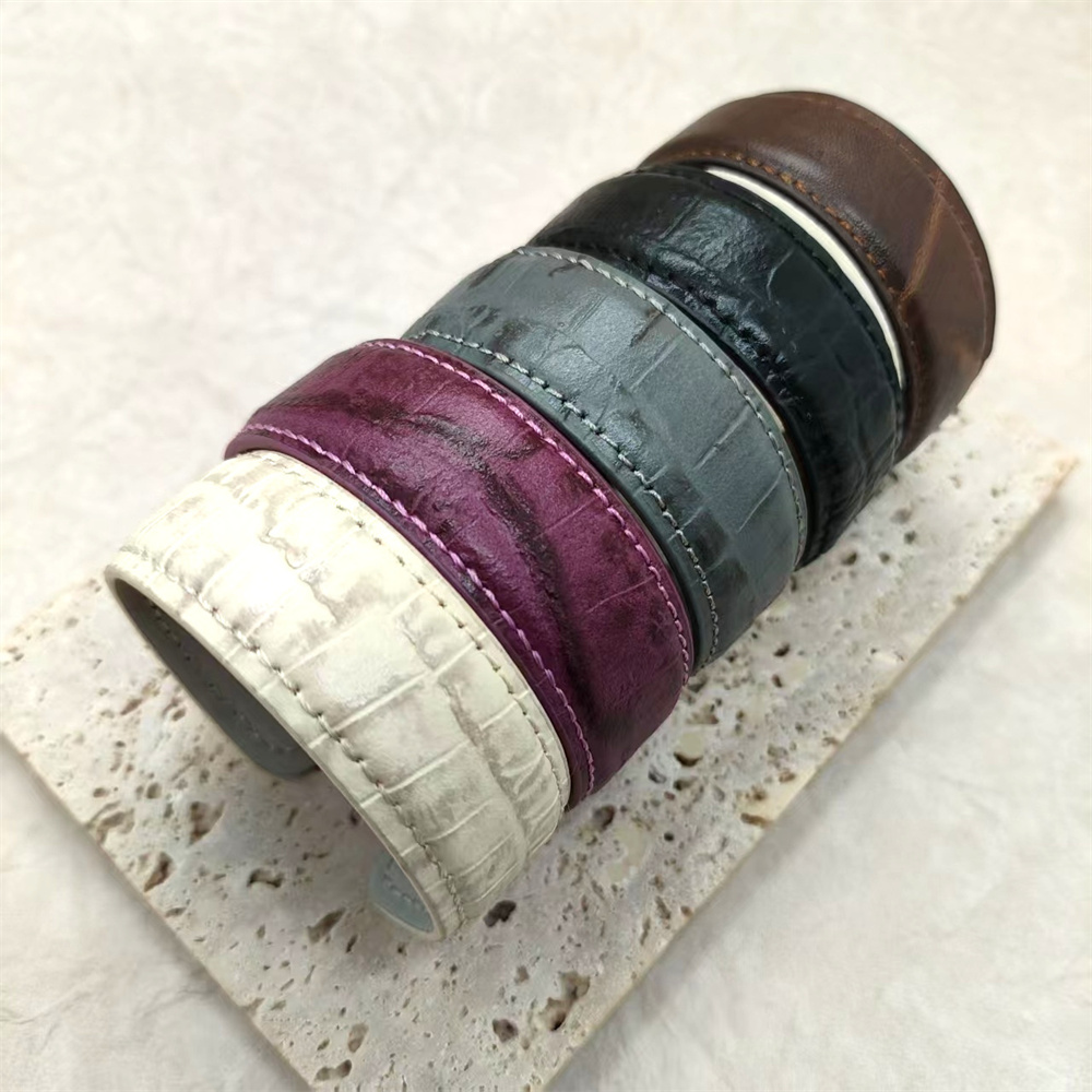 本革パイソン柄バングル開口式腕輪レディース