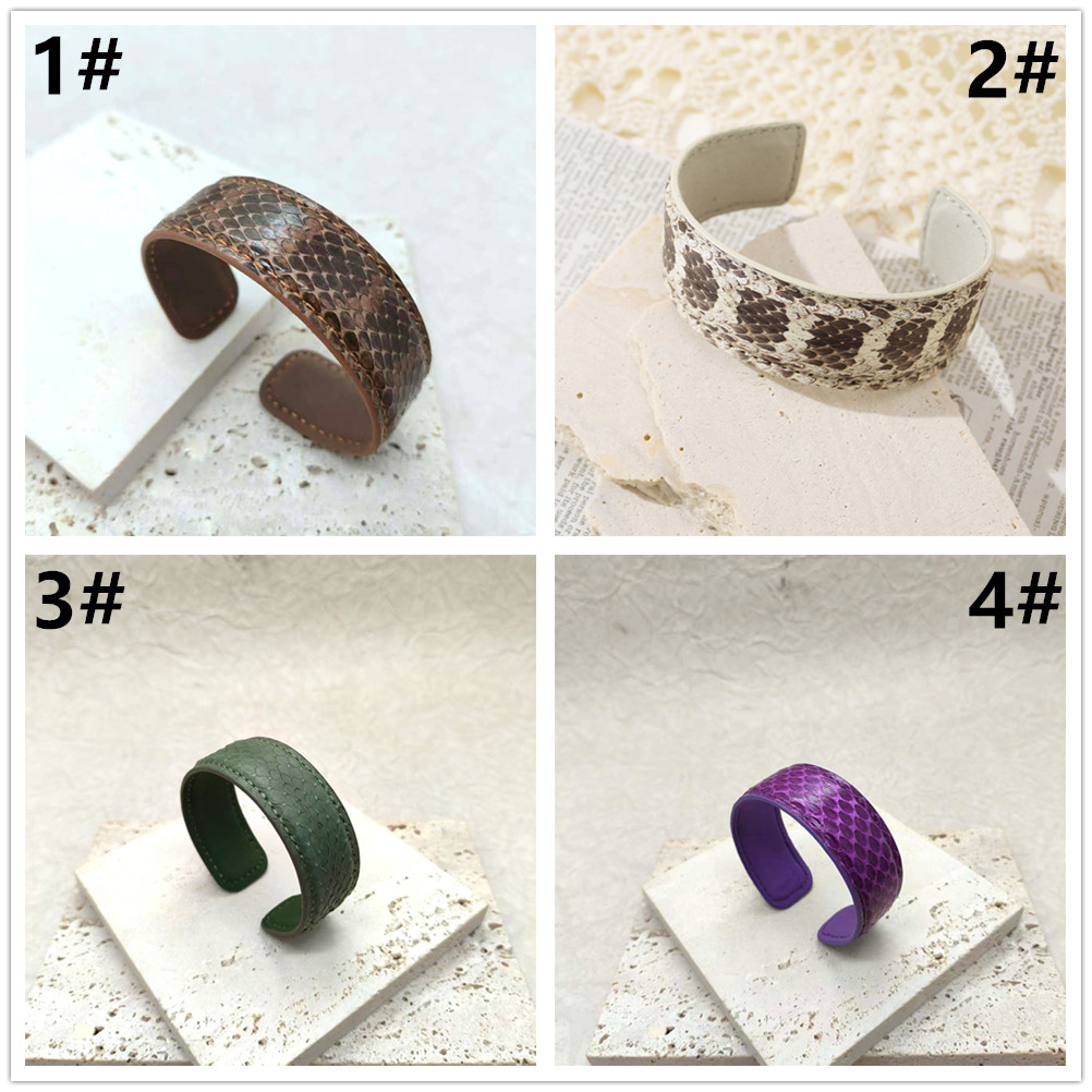 本革パイソン柄バングル開口式腕輪レディース