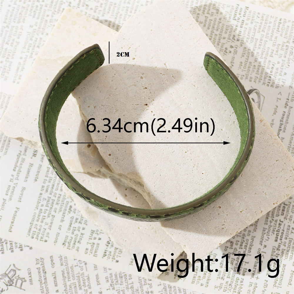 本革パイソン柄バングル開口式腕輪レディース