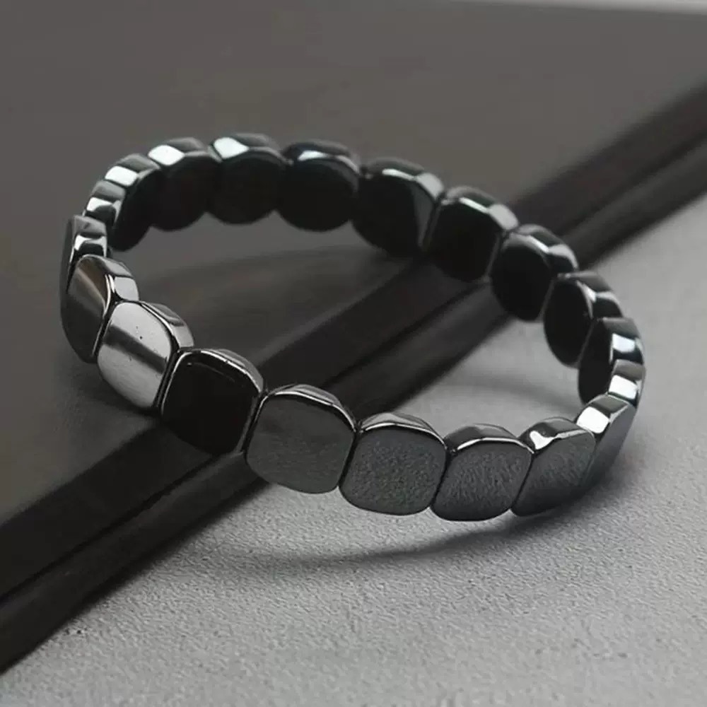 バングル 角丸プレート石製ビーズバングル