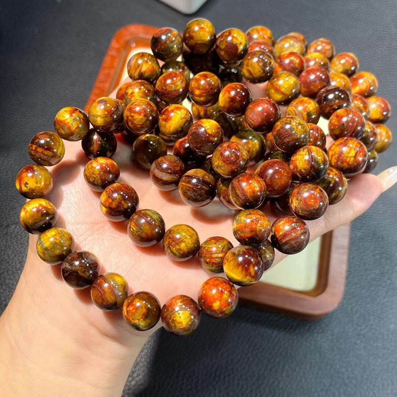 バングル 虎目石丸玉ビーズバングル 天然石数珠ブレスレット