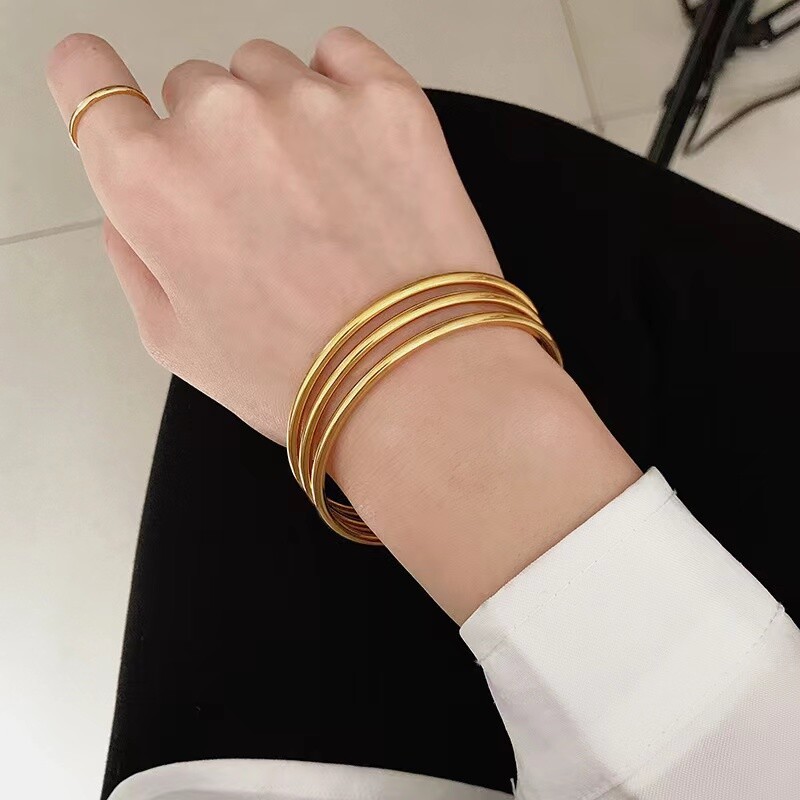 バングル シンプル丸線バングル 重ね付けセット