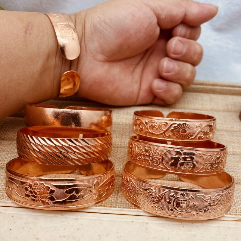 バングル 吉祥文様彫刻入り太めバングル腕輪セット