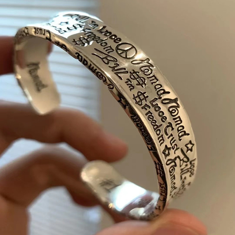 バングル メッセージ刻印デザインシルバーバングル