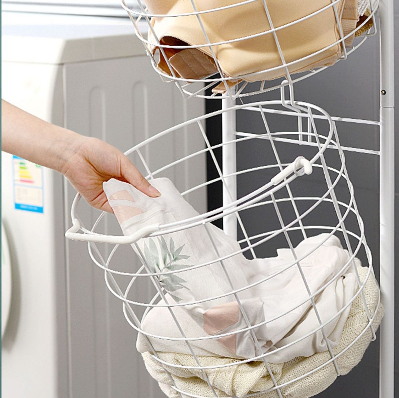 三段式縦型ランドリーバスケット