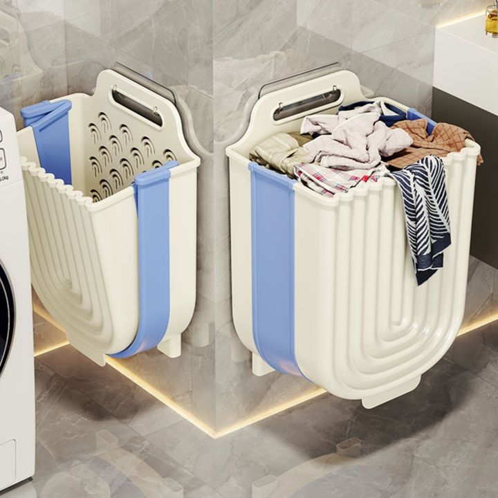 折りたたみ式壁掛けランドリーバスケット
